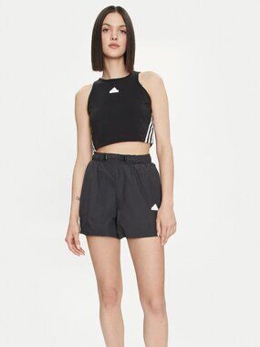 NWT Adidas Women's Future Icons 3-Stripes Shorts - Gray & White - US M